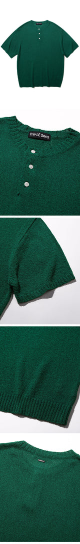 クラウドサマーヘンリーネックニット_Green
