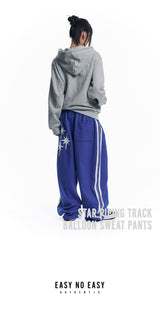 Star Piping Track Balloon Sweat Pants - Blue