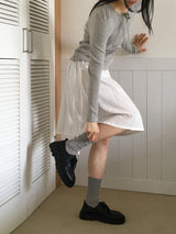 Tijou ribbed see-through long knee socks