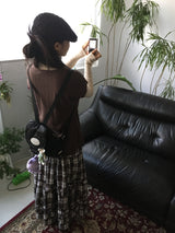 frill checkered long skirt