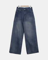 Guen Star Back Buckle Wide-Leg Denim