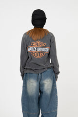モーターサイクルヴィンテージクロップ長袖Tシャツ