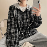Lonty Layered Hooded Checkered Shirt