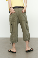 Vintage Military Capri Cargo Pants (Washed Khaki)