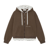 Fluffy Zip-Up Hoodie (Brown)