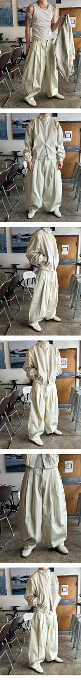 [Unisex] バルーンピンタックストラップパンツ(2color)
