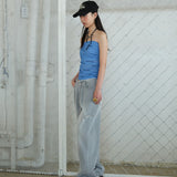 Drape Banded Tube Top Blue