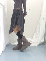 stripe ribbonline wave skirt