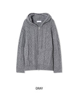 Grain Fisherman Knit Hooded Zip-Up