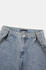 Retro waist hook cut-out denim pants