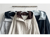 Mika High Neck Color Matching Pendant String Hooded Jumper