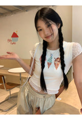 アイスクリームレースレイヤード半袖Tシャツ