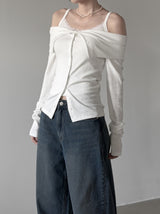 Belk Button Off-Shoulder Cardigan