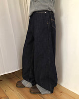 オーディン ロールアップ ローデニム ワイドパンツ