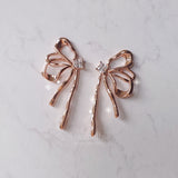 メタリックリキッドリボンピアス - Rosegold Color