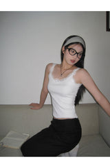 House lace white sleeveless top