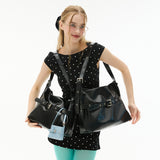 [SET] Medium Buckle Hobo Shoulder Cross Bag _ Black
