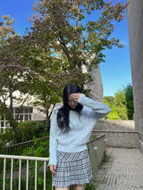  Milk tea angora long sleeve boat neck vertical knit top (5 colors)