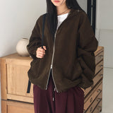 Sithern Corduroy Two-Way Hooded Zip-Up Jacket