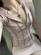 ヒニカットアウトフードジップアップ (light pink)