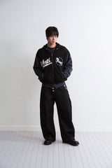 COMBINATION UNICORN VARSITY HOOD ZIP UP BLACK