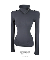 Silver Button High neck Top (2color)
