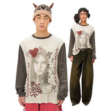 Printed long-sleeved T-shirt