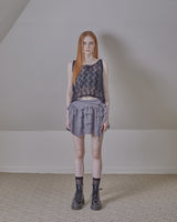 ethnic lace hoodie sleeveless / black