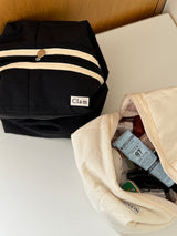 Clam Big round pouch _ Quilting cream