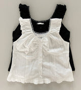 Dabin Lace Shirring Button Sleeveless Blouse 2 Colors