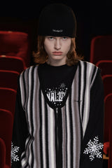 STRIPE ZIP KNIT VEST / BLACK