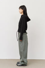 (W) Rim Eyelet Hooded Top