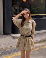 El Checkered Balloon Mini Dress