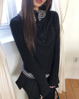 Jian High-Neck Color-Block Fleece Hooded Sweatshirt