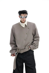 Asym Button Point Collar Jacket