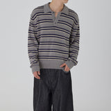 MODERN BOUCLE STRIPE COLLARKINT