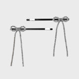  CANDY STONE LONG BOW HAIR CLIP SET (5 COLOR)