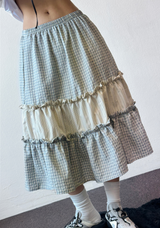 Andy Plaid Tiered Layered Maxi Skirt 2color