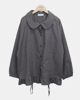 Rundi Check Shirred Round Collar Blouse