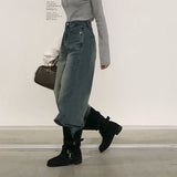 【Bellide made】フロースリットラインワイドデニムパンツ