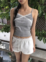 Menly Lace V-neck Ribbed Sleeveless