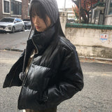 [MADE] Miley Leather Pigment Washing Two-Way Wellon Short Down Jacket