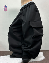 BALLOON OVER WIDE BOXY CARGO HIP LONG PANTS🩶🖤2COLOR