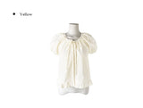 Beson Lace Button Ribbon Frill Blouse