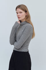 LOGO MIX UNBALANCE HALF ZIP-UP TOP - GRAY