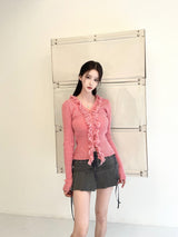 1075. Fringe wool knit cardi (4color)