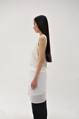 Linen oval neck knit, Cream