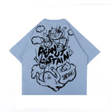 スカイダイビングダスティ―ブルーボクシーオーバーサイズTシャツ