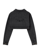 BOLERO SHAPE DENIM JACKET (BLACK WASHED)