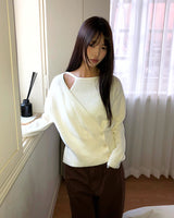 Kern Asymmetrical Wrap Sleeveless Long-Sleeve Knit